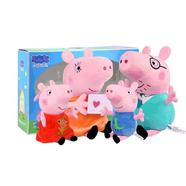 Peppa Pig 小猪佩奇 一家四口毛绒玩具 小号