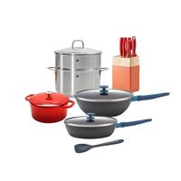 双立人（ZWILLING）锅具套装不粘炒锅煎锅珐琅锅汤锅蒸笼刀具套装厨具全套13件套 【食尚厨房】锅刀 13件套