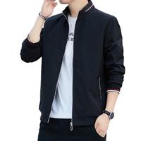 罗蒙 外套夹克男士潮流时尚商务休闲棒球服立领上衣男装KJ11黑XL 黑色
