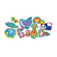 Hape婴幼儿早教拼图 智力启蒙玩具宝宝字母数字交通拼图 E1647 野生动物进阶拼图