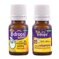 Ddrops 婴幼儿童复合维生素d3+ad滴剂1-18岁600iu套装无敏原150项