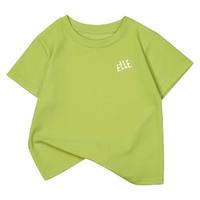 ELLE BABY儿童T恤纯色棉透气中大童夏装薄款短袖上衣 清新绿(春天的气息) 110码