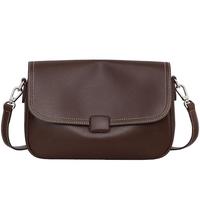 viney牛皮斜挎品牌包包女包大容量单肩邮差包 【深咖色】通勤小众走心腋下包