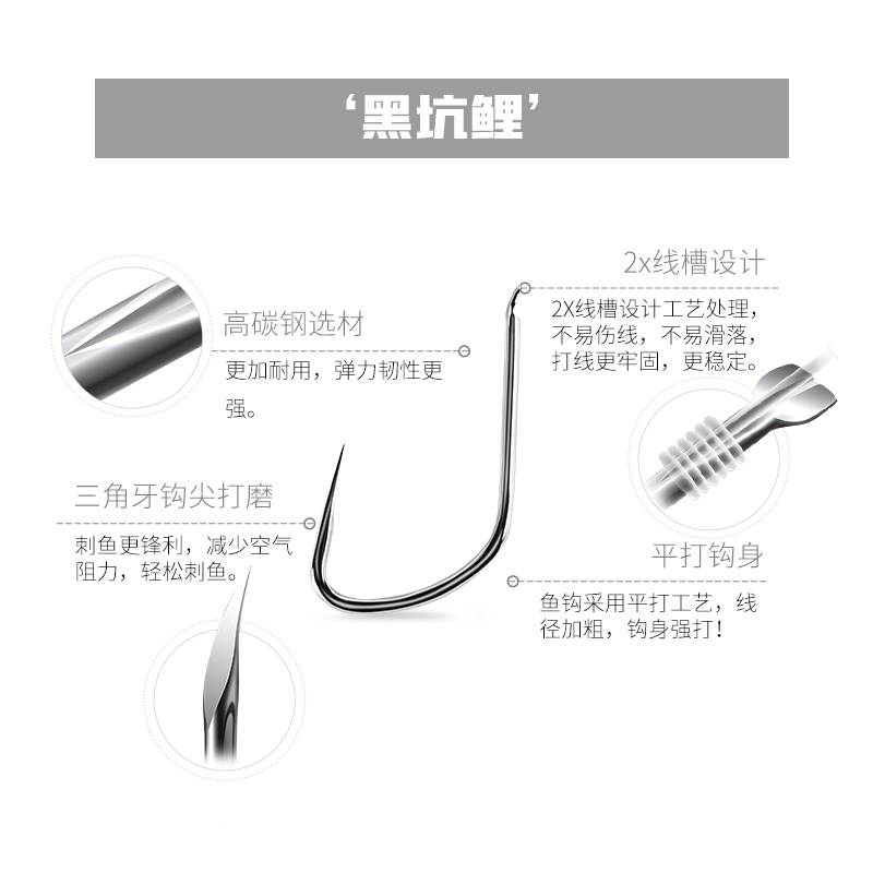 武汉天元加强版新关东大物钩鲤鱼钩散装 细地袖加强版【黑坑竞技轻口鲫鱼】（50枚） 10号