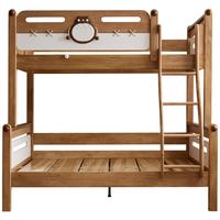 QuanU 全友 家居 实木高低床青少年原木风上下铺床家具1.5米DW7028 挂梯款|1.5m上下床不含书架底抽
