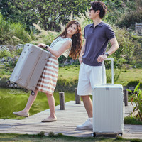 洛克兰2025大容量24寸行李拉杆箱旅行铝框款结实耐用加厚28寸 北美品牌 拉杆箱历史见证！ 28寸MAX（USB充电+水杯座+挂钩）长途旅行30天以上，【明星喜欢】