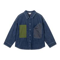 马·拉丁(M.Latin)/童装儿童衬衫24年春男大童户外工装不规则衬衫式外套 牛仔蓝 160cm