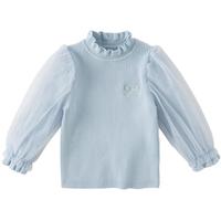 戴维贝拉【奥莱特卖】女童毛衣秋宝宝套头衫洋气针织衫儿童上衣童装 灰蓝色 90cm(身高80-90cm)