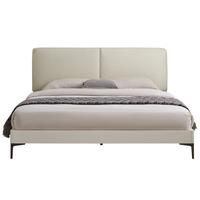 QuanU 全友 家居 皮艺床奶油风生态科技皮床双人床卧室一体式软靠床129811 1.5米软靠床(不含床头柜床垫)