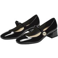 73Hours赵露思同款 女鞋突然可爱春秋法式银色玛丽珍鞋单鞋 黑色 37