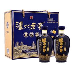泸州老窖 蓝花瓷头曲 礼盒 浓香型白酒52度升级版500ml*2瓶
