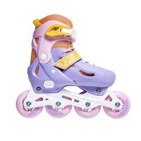 宝狮莱德国powerslide儿童可调节初学入门款溜冰鞋休闲男女童直排轮滑鞋 粉紫色 S(27-30码可调节)（升级锁轮款） S(27-30)