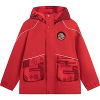 李宁 LI-NING童装儿童运动风衣男女小大童新年系列加绒防泼水运动外套YFDV083 朱砂红-2 140