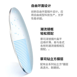 蔡司 近视眼镜 1.60折射率 透灰色眉框镜架