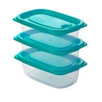 CHAHUA 茶花 000005 长方形保鲜盒 830ml*3个 黄色