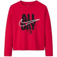 NIKE 耐克童装男女童纯棉长袖T恤+长裤2件套2025春儿童套装 学院红 160 /76(L)