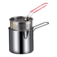 拜杰油炸锅304不锈钢家用小炸锅深型炸串锅天妇罗油炸锅炸炸壶 带盖炸锅 13cm 1.2L