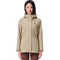 伯希和户外软壳衣女款冲锋服防风防水登山服中长款收腰旅行休闲运动风衣 黄卡其 S【150-170】【90-170斤】