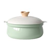 红厨陶瓷汤锅双耳桌上锅家用火锅煮粥炖汤炖锅蒸锅燃气电磁炉通用蒸笼 【果绿色-加高款】2-5人适用 24cm