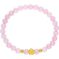 潮宏基 水晶足金黄金手链女士定价 小桃花 SCG36500010 足金隔珠款