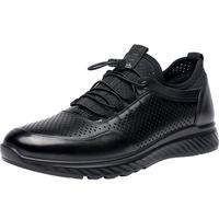 老人头（LAORENTOU）男鞋头层牛皮男单鞋防滑运动鞋男士休闲皮鞋 A90147 黑镂空 39 