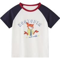 迪士尼（Disney）儿童男女童短袖t恤男童短袖t恤2025夏季休闲时尚半袖上衣 蓝白 130 cm