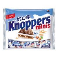 knoppers优力享进口榛子牛奶巧克力威化饼干儿童零食五层夹心192g