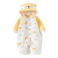欢喜小熊婴儿连体衣秋季薄棉宝宝纯棉连帽哈衣外出服新生儿春秋款衣服 80码(10-18月身高73-80cm)