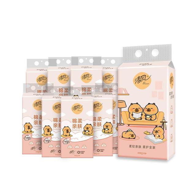 清风 悬挂抽纸250抽×10提，棉柔4层包装随机