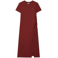 FILA 女装连衣裙女士时尚休闲百搭开叉显瘦修身圆领针织短袖连衣裙
