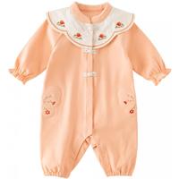 戴维贝拉（DAVE＆BELLA）新生儿连体衣中国风幼童爬服女宝宝百天衣服婴儿睡衣装 橘色 90cm（身高80-90cm）