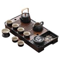 唐丰茶具整套带茶盘家用办公高档功夫茶具套装 文定茶盘+重楼提梁9头