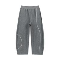 马·拉丁（M.Latin）/童装儿童裤子24冬装女大童香蕉裤拼接口袋针织长裤 中杂灰 140cm