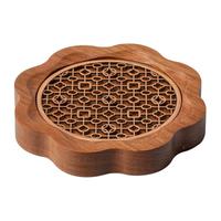 木雅轩 花梨木壶承干泡台实木茶壶垫高端紫砂壶底座托盘功夫茶具配件 南美花梨祥云壶承