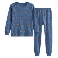 红豆男装 红豆儿童纯棉秋衣秋裤男女中大童内衣套装薄款小孩保暖棉毛衫A类睡衣 V1M1197蓝灰 150cm