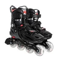 美洲狮（COUGAR）成人可调全闪溜冰鞋平花休闲两用轮滑鞋 黑色 XL码