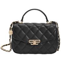 百丽包包女2024夏菱格小香风单肩斜挎手提绗缝包X6934BX4 黑色 F