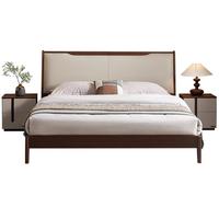  QuanU/全友 加高软靠背 双人床  1500mm*2000mm，1800mm*2000mm 胡桃木色|单床1.5米 1.5*2.0m