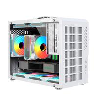 影驰 GALAXD03 手提便携桌面mini台式机电脑小机箱 钢化玻璃侧透/兼容matx itx主板顶置240水冷/前置Type-C D03 白色