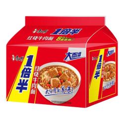 康师傅 方便面一倍半红烧牛肉面5连包香辣泡面速食  一倍半-红烧牛肉面