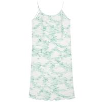 三彩独醒2024夏季压褶印花吊带裙宽松木耳边长裙清新度假女 薄荷绿花卉 M 160/84A 160/84A/M