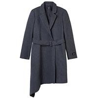 S.DEER女装平驳领字母贴布暗条纹斜摆收腰大衣S19481761 德国灰/87 M/165