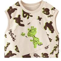 童泰秋季11月-4岁婴儿衣服套头马甲T33W072N 灰杏 80cm