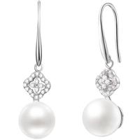 菜百首饰 银耳饰 S925银镶珍珠小众设计感气质耳饰 定价 ZZ 乳白色 S925银珍珠耳坠