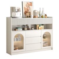 唯有悠品岩板餐边柜法式奶油风窄柜薄款厨房置物柜收纳客厅边柜茶水柜 踢脚线款600*300*950