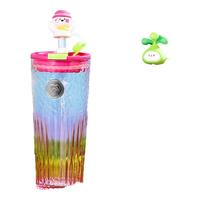 咖世家咖啡 COSTA玻璃杯大容量男女士高颜值带盖吸管杯子 多肉多多(粉)650ml