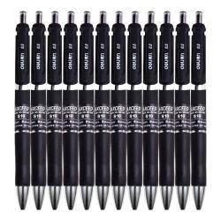 得力 DLSX-S10 按动中性笔 磨砂黑色 0.5mm 12支装