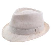 百帽王 高档天然纯麻礼帽男英伦绅士帽夏季遮阳帽亚麻苎麻草帽中老年帽 米白  100%天然苎麻 可调节加大(60-61)CM
