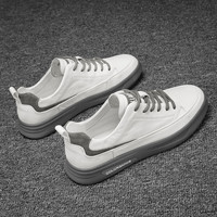 BKQU 男士休闲板鞋 飞行员防水皮面小白鞋