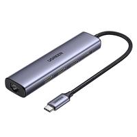 绿联 Type-C扩展坞HDMI拓展坞USB分线器4K60Hz投屏网口转换器网线转接头适用苹果MacBook Air/华为联想
